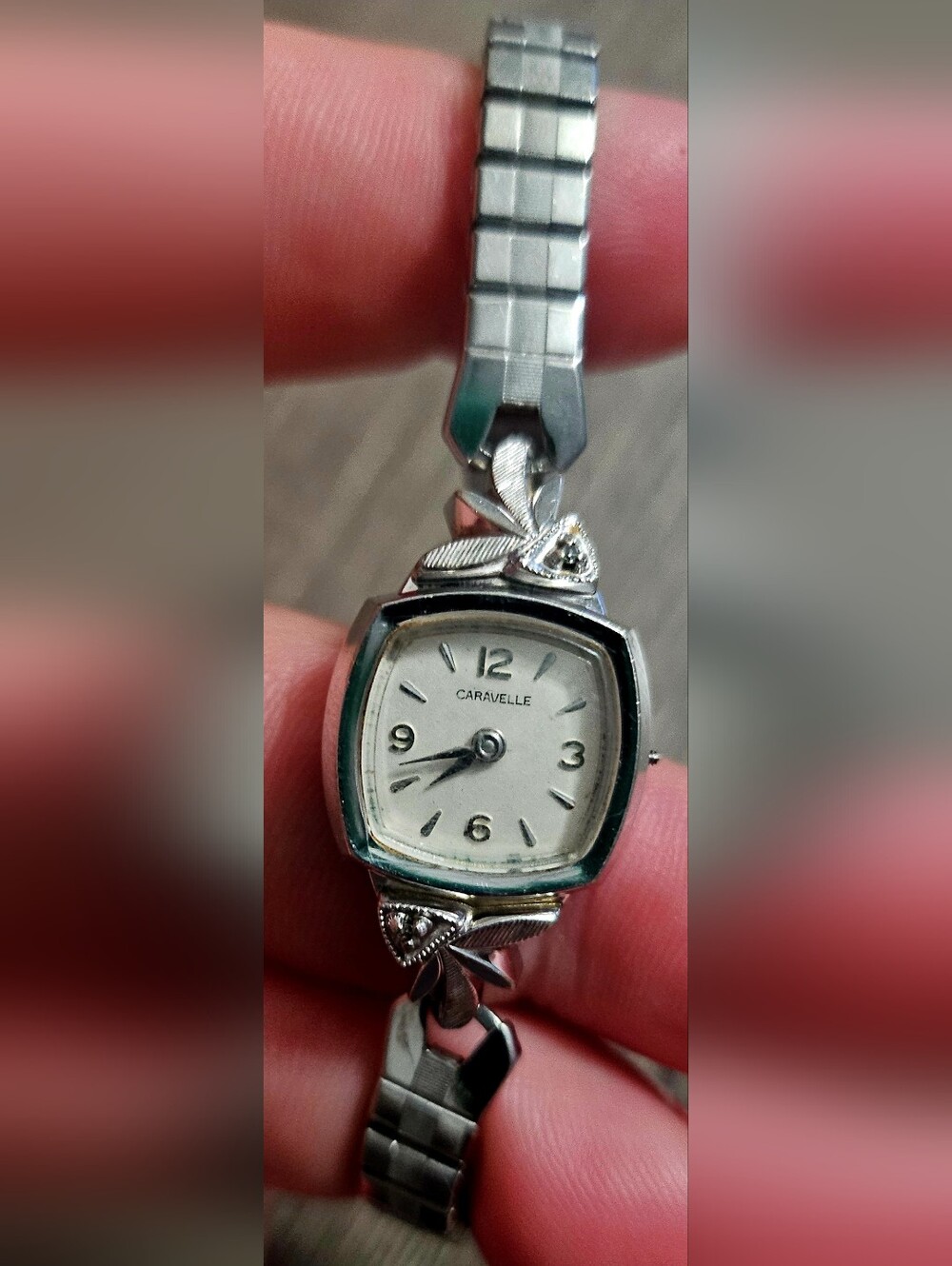 Vintage 10K Rolled White Gold Caravelle Womens Wind Up Estate Watch